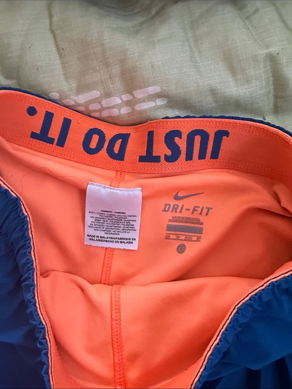 Nike Blue Women's Athletic Shorts with Orange Liner